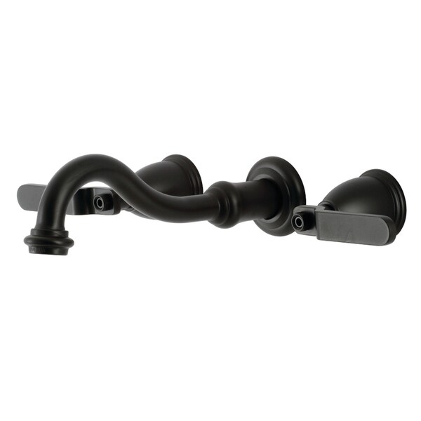 Kingston Brass KS3120KL Two-Handle Wall Mount Bathroom Faucet, Matte Black KS3120KL - main